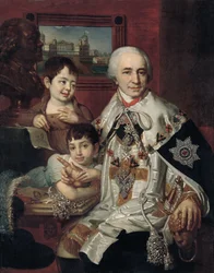 Portrait of Admiral Count Grigory Grigoryevich Kushelev with children