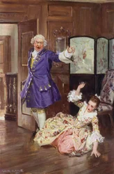 He then broke from her with such violence that her face dashed against the floor