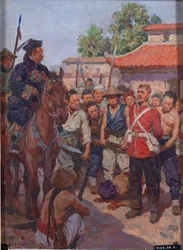 Private Moyse, The 3rd (East Kent, The Buffs) Regiment of Foot, Refusing to Kow-tow Before the Tartar Mandarin Tsan-koo-lin-sin
