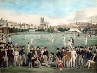 A Cricket Match between Sussex & Kent in 1840, published by S. Lipschitz, London