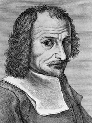 Portrait of Lorenzo Lippi, Italian painter, poet, and writer, engraving from poem Malmantile racquistato, published by Stamperia Stefano Orlandini