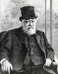 Portrait of Stephanus Johannes Paulus Kruger, President of the South African Republic, led the Boer war against the English (engraving)