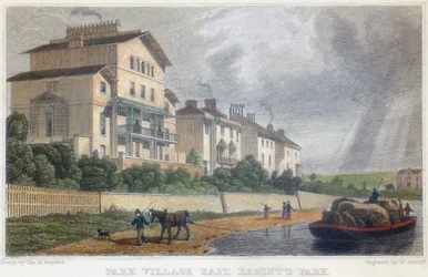 Horse hauling a barge on the Regent