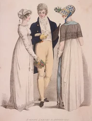 Two Women and a Man Wearing Evening Dress