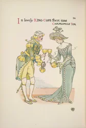 A man and a woman holding cups of chamomile tea