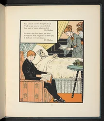 A young man sitting his mother, who is in bed, being fed some soup