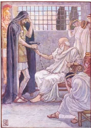 He drank the contents as though it was a draught of wine, illustration from The Story of Greece