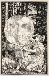 Out came a dome of glass like a soap-bubble, rising into the air, illustration from 