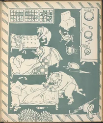 The Three Bears, making their beds