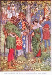 The king joins the hands of Robin Hood and Maid Marian