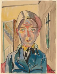 Self-Portrait in Front of Stairs