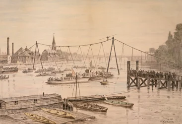 Charles Blondin crossing the Thames on a tightrope, London