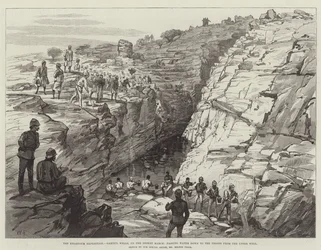 The Khartoum Expedition, Gakdul Wells, on the Desert March, Passing Water Down to the Troops from the Upper Well