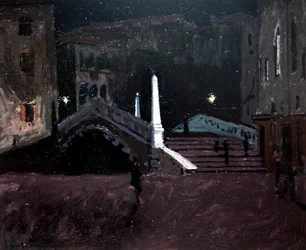 Ponte delle Guglie sul Cannaregio (Night Scene, Venice) c.1896