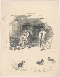 Men Shoeing a Horse