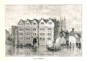 Cold Harbour. Medieval Mansion House North Bank of Thames above London Bridge