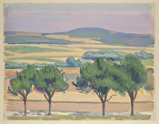 Hilly Landscape with Road and Trees