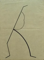Analytical Drawing After Photos of the Dancing Palucca, Upward Straight Line Supported on Simple Curved