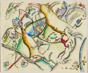 Watercolor for Etching III; Landscape with Riders