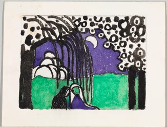 Design for the colour woodcut "Two Women in a Moonlit Landscape"