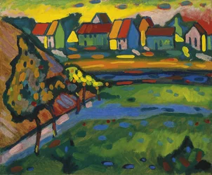 Bavarian village with a field