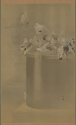 Pigeons at Senjoji (Asakusa Kannon Temple) Meiji Era, 1877