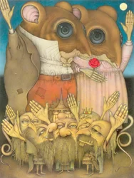 Mouse Couple and Dwarves Waving
