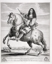 Equestrian Portrait of Charles II with a Landscape