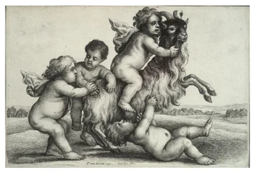 Four small boys and a goat