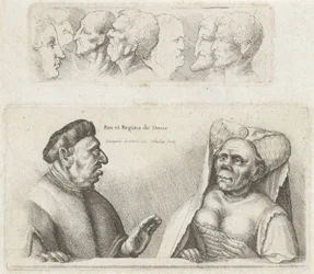 Frieze with Study Heads / Caricatures of the King and Queen of Tunisia