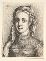 Head and Shoulders of a Woman with a Veil and Diaphanous Neckware, 1645