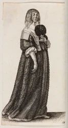 Woman with Veil and a Feather Fan