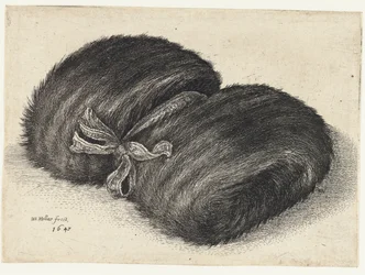 Fur Muff Decorated with a Ribbon (Muffs)