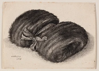 Dark Fur Muff with a Ribbon