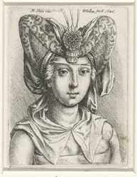 Portrait of a Woman with V-Shaped Bourrelet on Her Head