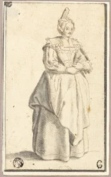 The Lady with the Small Raised Cap, after a Print from La Noblesse