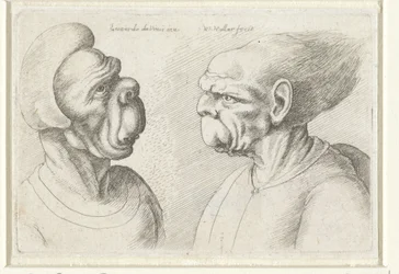 Two Deformed Heads Caricatures, Heads and Deformations after Leonardo da Vinci (series title)