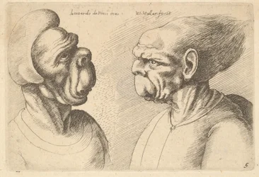 Two Deformed Heads Facing Inwards