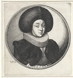 Woman with Pleated Collar and Large Fur Hat