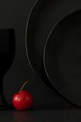 Dark Still Life Red Cherry