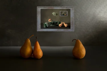 Golden Pears Dark Still Life