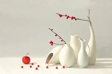 Red Berries White Vases