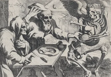 Old Couple and Death with Bagpipes