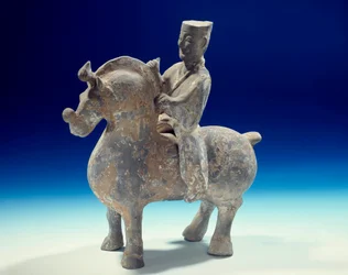 Chinese art: statuette of horseman, Han period