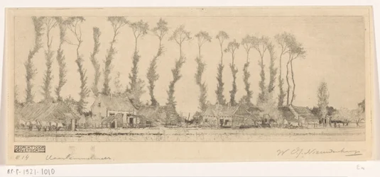 Row of trees behind houses in Haarlemmermeer