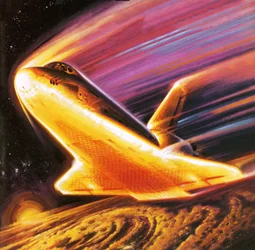 The Space Shuttle Imagined Re-entering the Earth