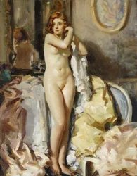 Standing before Mirror, Red Head