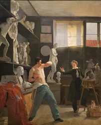 A Sculptor in His Studio Working from Life