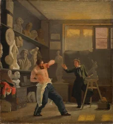 A Sculptor in His Studio Working from the Life. The Medallist Christen Christensen.
