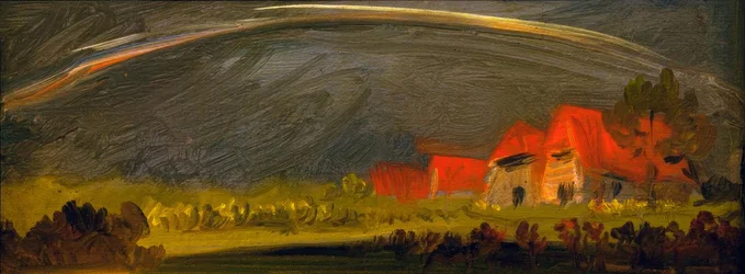 Stormy Landscape with Rainbow